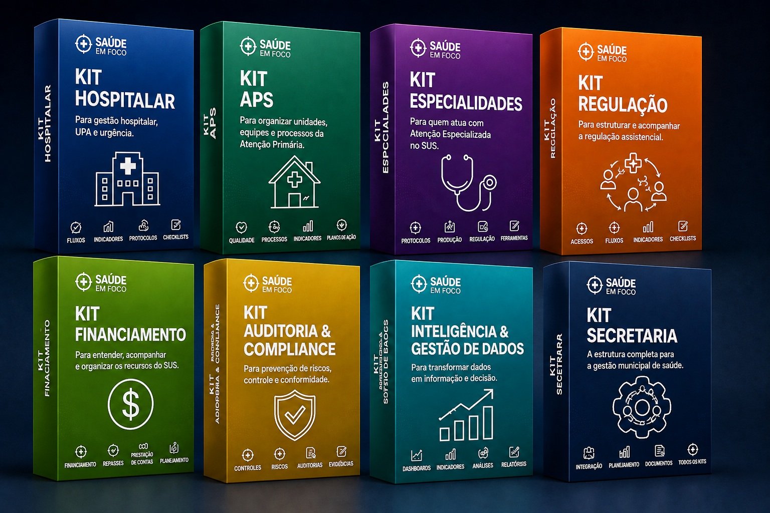 Conjunto dos oito Kits Saúde em Foco